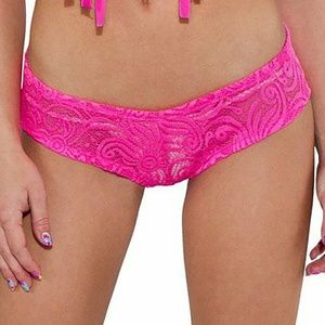 J Valentine RB159 Hot Pink Lace Booty Shorts S/M
